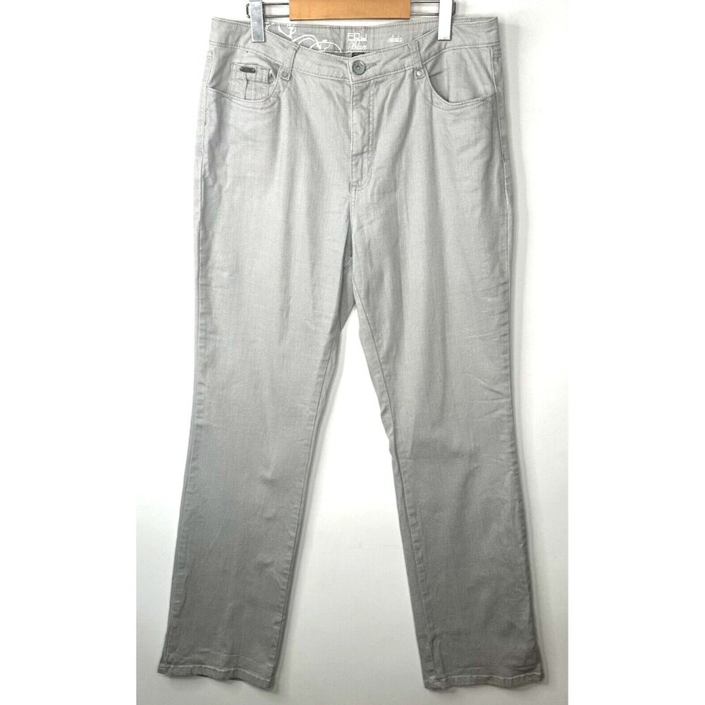 FDJ French Dressing Womens Jeans Olivia Straight Leg Stretch Light Gray Size 16